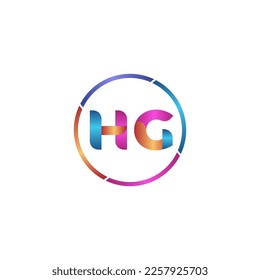 Letra inicial Logotipo redondeado de la curva HG, colores brillantes en gradiente