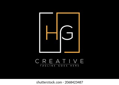 Anfangsbuchstaben hg, gh, h, g elegant und luxuriös Initial mit rechteckigem Rahmen minimaler monogramm Logo-Design, Vektorvorlage