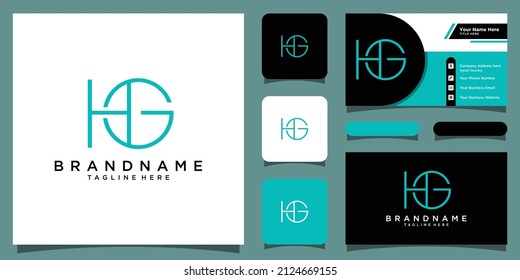 Initial Letter HG or GH Logo Design Vector Template with business card design