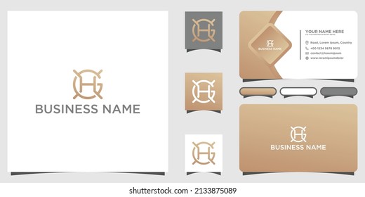Initial letter hg or gh logo design vector template with business card design
