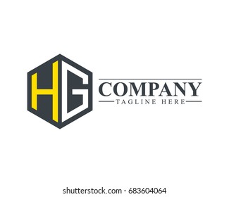 Initial Letter HG Hexagonal Design Logo