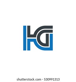 Initial Letter HG KG Linked Design Logo Blue Black