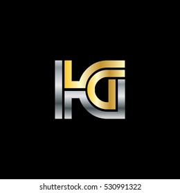 Initial Letter HG KG Linked Design Logo Silver Gold