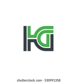 Initial Letter HG KG Linked Design Logo Black Green