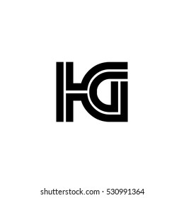 Initial Letter HG KG Linked Design Logo Black