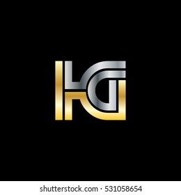 Initial Letter HG KG Linked Design Logo Gold Silver