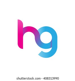 initial letter hg linked circle lowercase logo pink blue purple