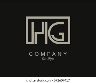 Initial Letter HG Linked Logo With Box
