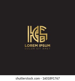Initial Letter HG linked uppercase overlap modern gold logo vector design template. Suitable for business, consulting group company.