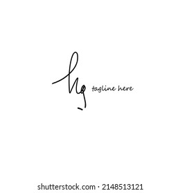 Logotipo de letra inicial hg - logotipo de firma manuscrita