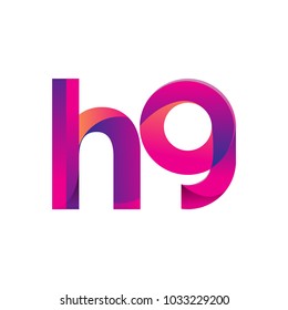 Initial Letter HG Logo Lowercase, magenta and orange, Modern and Simple Logo Design.