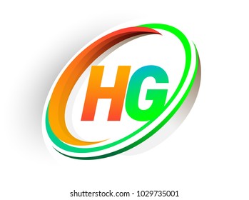 initial letter HG logotype company name colored orange and green circle and swoosh design, modern logo concept. vector logo for business and company identity.