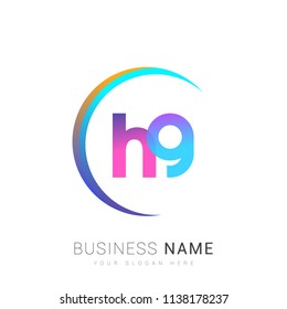 initial letter HG logotype company name, coloreful and swoosh design. vector logo for business and company identity.