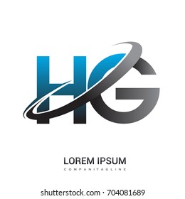 initial letter HG logotype company name colored blue and grey swoosh design. logo design for business and company identity.