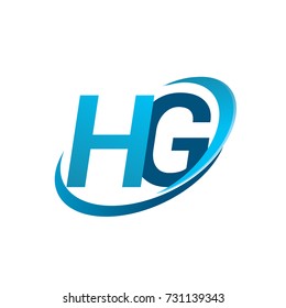 initial letter HG logotype company name colored blue swoosh design concept. vector logo for business and company identity.