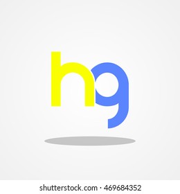 Initial letter HG lowercase logo design template yellow blue