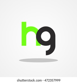 Initial letter HG lowercase logo design template leaf green black