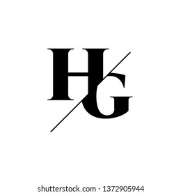 Initial Letter HG Monogram Sliced. Logo template isolated on white background
