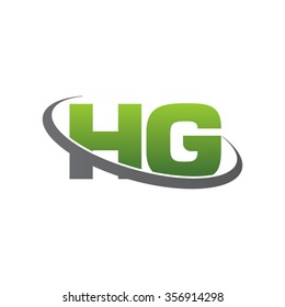 initial letter HG swoosh ring company logo green gray