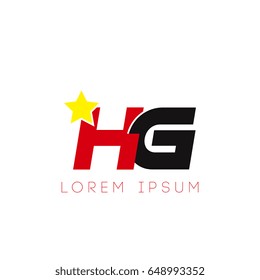 Initial letter hg yellow star logo red black