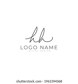 Initial letter HH calligraphy handwritten logo. Handwritten logo design template.
