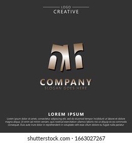 Letra inicial hh Gold Elementos de plantilla de diseño de logotipo. Letra h Espacio negativo. Apropiado para negocios, empresa de grupo de consultoría.