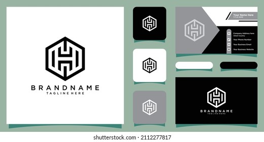 Initial letter HH, hexagon modern abstract element icon logo design with business card design template