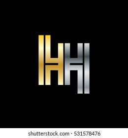 Initial Letter HH Linked Design Logo Gold Silver