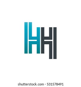 Initial Letter HH Linked Design Logo Blue Black