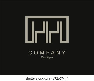 Initial Letter HH Linked Logo With Box