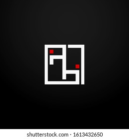 Initial letter HH linked square logo white and red color. Corporate identity design template element. Industry, finance, bank logotype. Square group, technology interaction, network integrate concept.