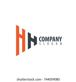 Initial Letter HH Linked Triangle Design Logo