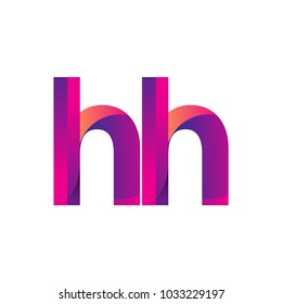 Initial Letter HH Logo Lowercase, magenta and orange, Modern and Simple Logo Design.