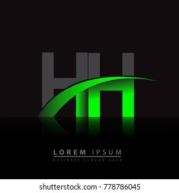 initial letter HH logotype company name colored green and black swoosh design. vector logo for business and company identity.
