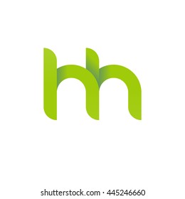 initial letter hh modern linked circle round lowercase logo green