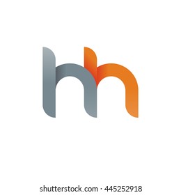 initial letter hh modern linked circle round lowercase logo orange gray