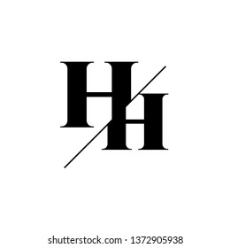 Initial Letter HH Monogram Sliced. Logo template isolated on white background