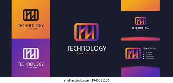Initial Letter HH or NN Logo in Colorful Gradient. Usable for Business and Technology Logos. HH or NN Logo for business, app, startup and brand