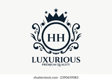 Letra inicial HH Royal Luxury Logo plantilla en vectores para lujosa imagen vectorial.