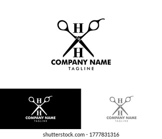 Initial Letter HH Scissor Logo Design Concept