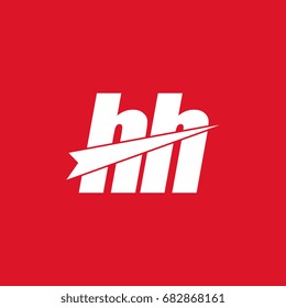 initial letter hh white logo in red background