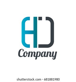 Initial Letter HI HJ Linked Box Design Logo