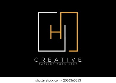 Letra inicial hi, ih, h, i elegante y lujoso Inicial con marco rectangular diseño de logotipo de monograma mínimo plantilla vectorial