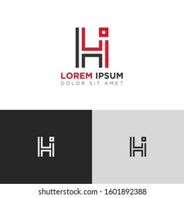 Initial Letter HI linked uppercase overlap modern logo design template. Suitable for business, consulting group company