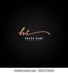 HI-Logo für den Anfangsbuchstaben - handgeschriebenes Signaturlogo