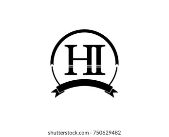 initial letter HI logo monogram retro black