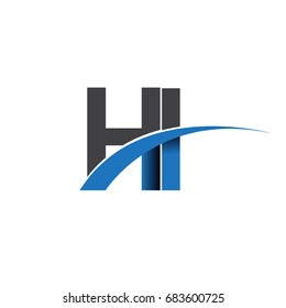 initial letter HI logotype company name colored blue and grey swoosh design. vector logo for business and company identity.
