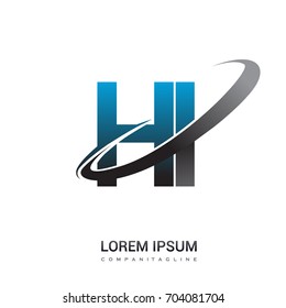 initial letter HI logotype company name colored blue and grey swoosh design. logo design for business and company identity.