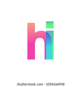 Initial Letter HI Lowercase Logo green, pink and Blue, Modern and Simple Logo Design.