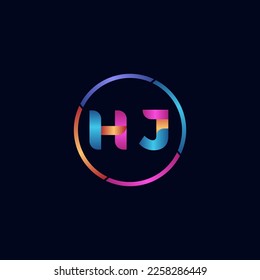 Ursprüngliche Buchstaben HJ-Kurve abgerundetes Logo, lebhafte Farbverlauf-Farben in glänzenden Farben